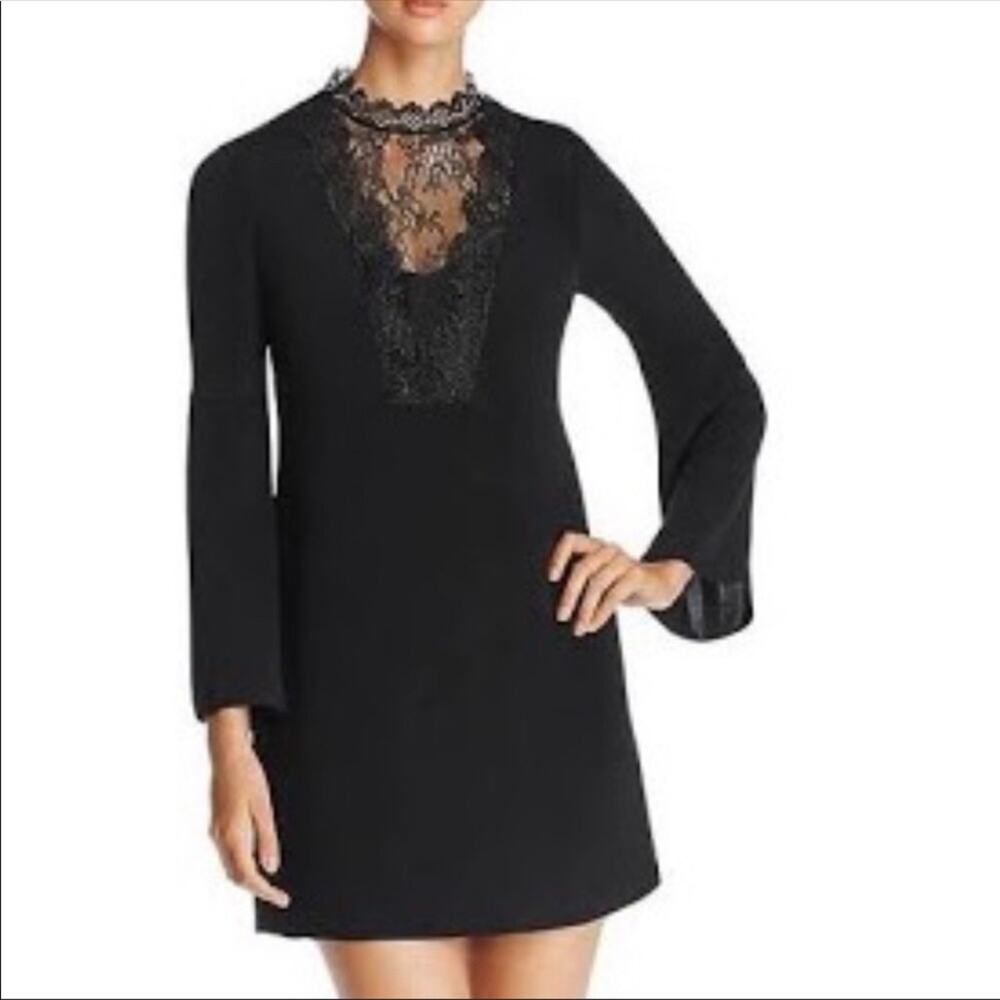 NWT Kobi Halperin Black Bell Sleeve Silk Dress